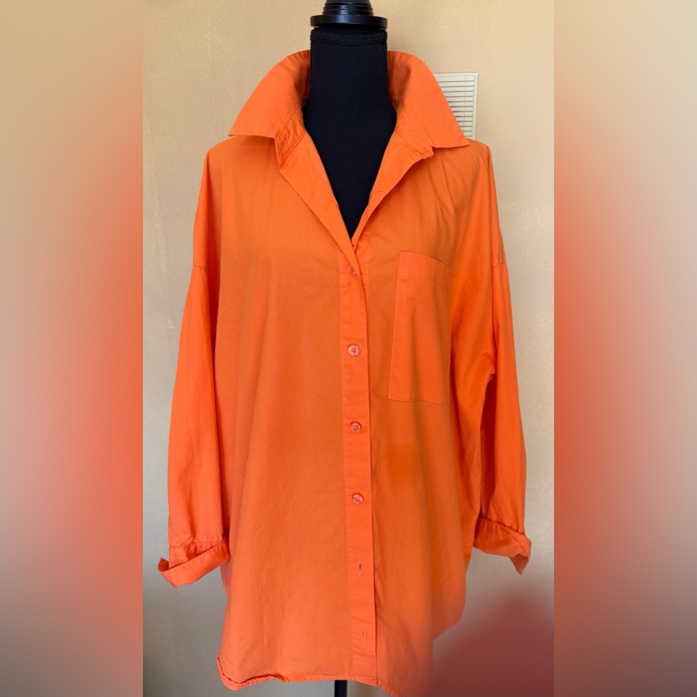 H&M Vibrant Orange Women's Button-Down Shirt